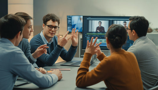 working discussion about video edit, and montage scene