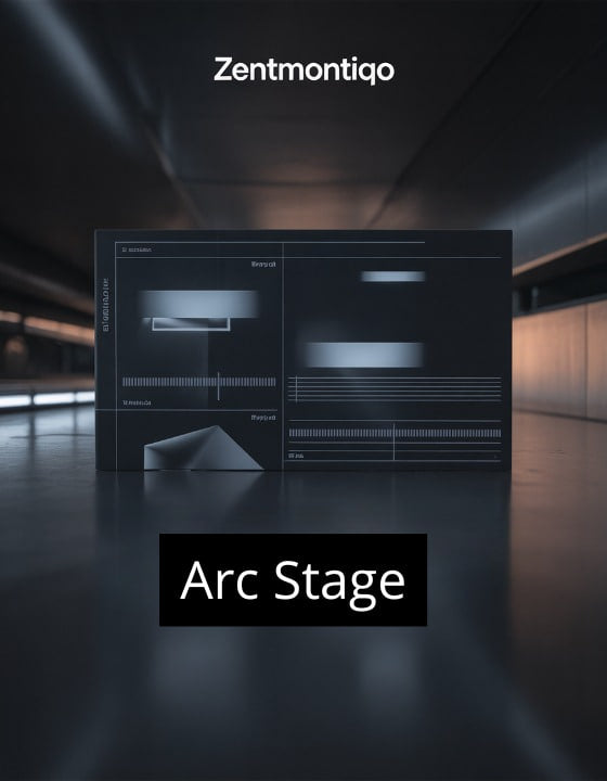 Zentmontiqo Arc Stage product packaging in a modern indoor setting