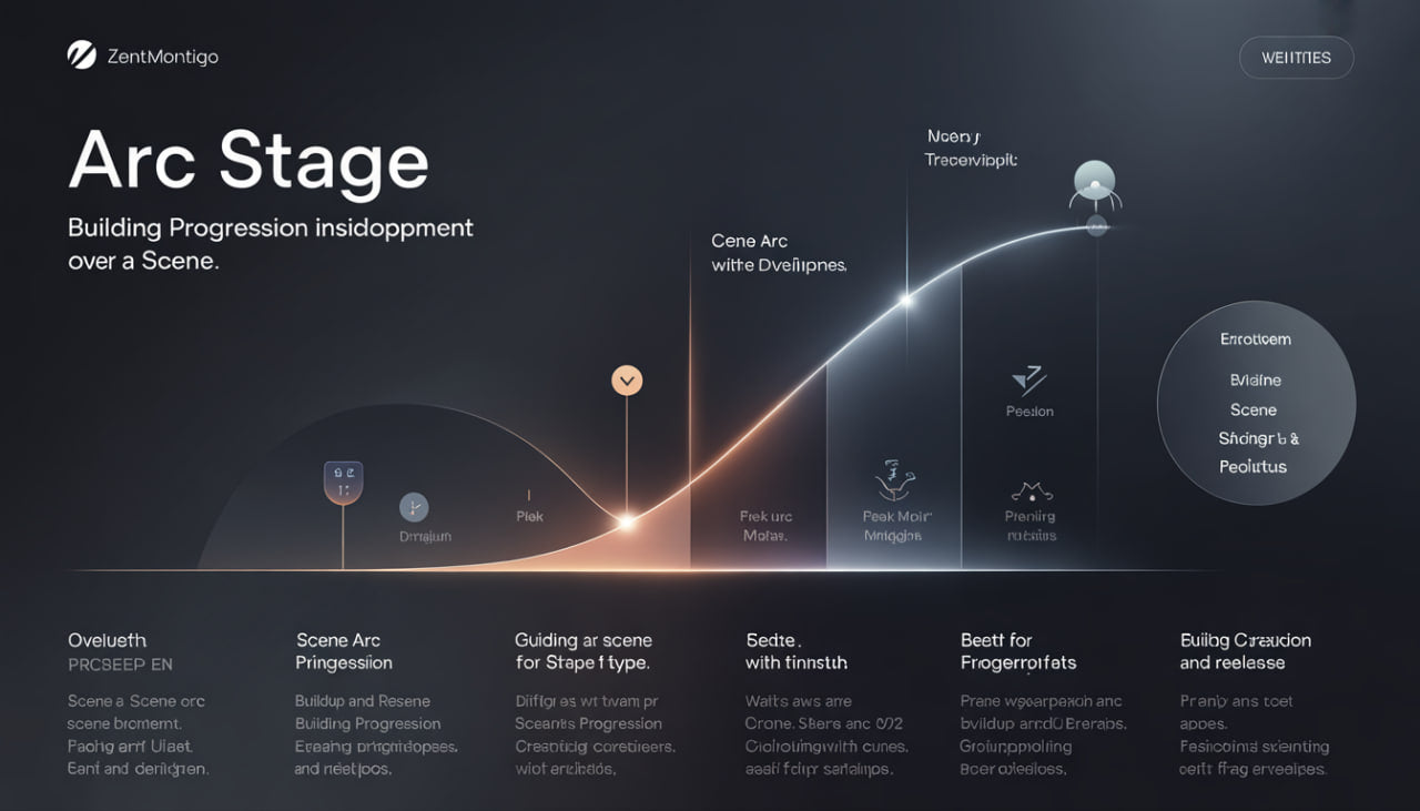 Diagram of 'Arc Stage' with various stages and features on a dark background