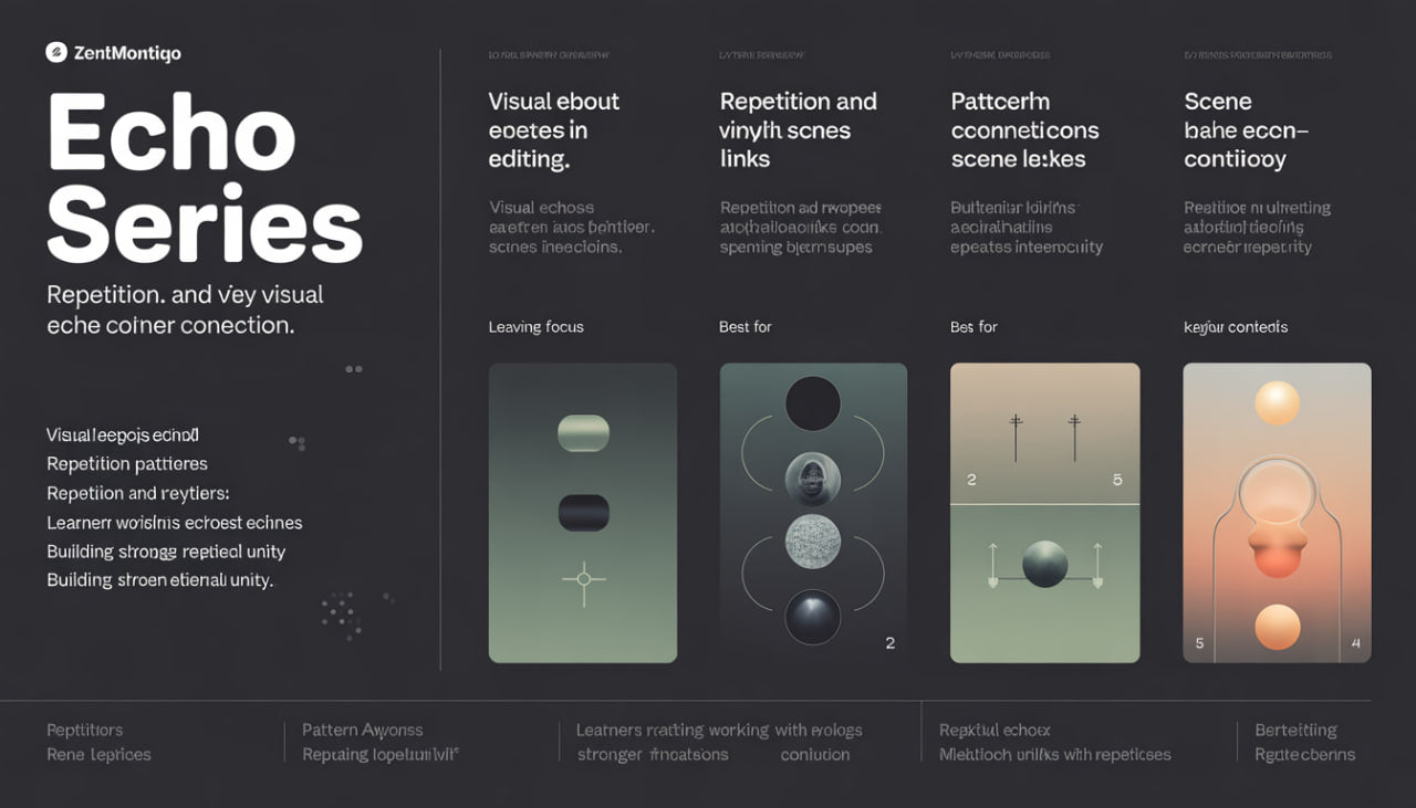 Promotional graphic for 'Echo Series' with text and abstract design elements on a dark background.