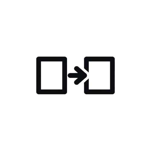 Two black squares with a rightward arrow between them on a white background