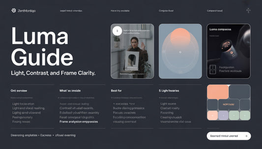Luma Guide interface with images and text on a dark background