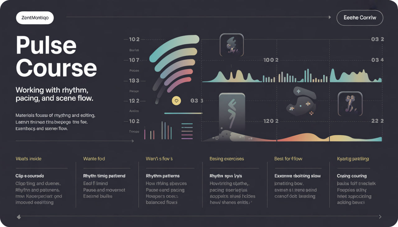Pulse Course interface with various charts and graphs on a dark background