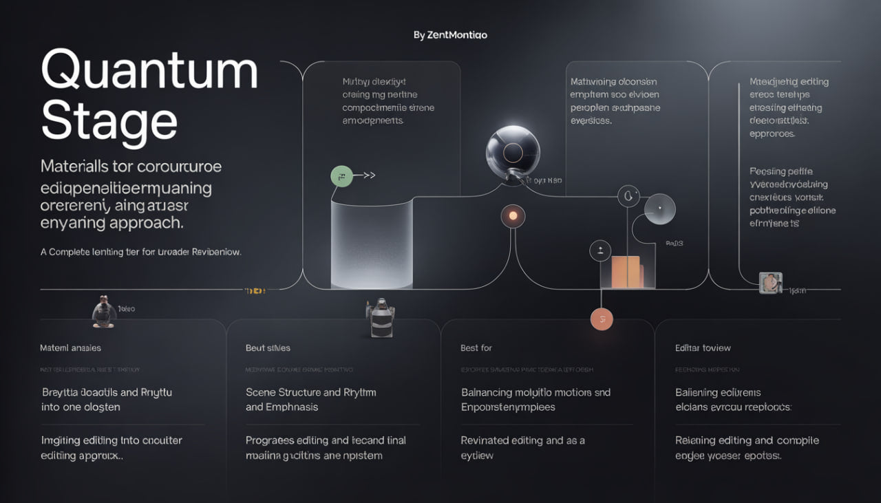 Diagram or flowchart related to 'Quantum Stage' by ZentMentions on a dark background.